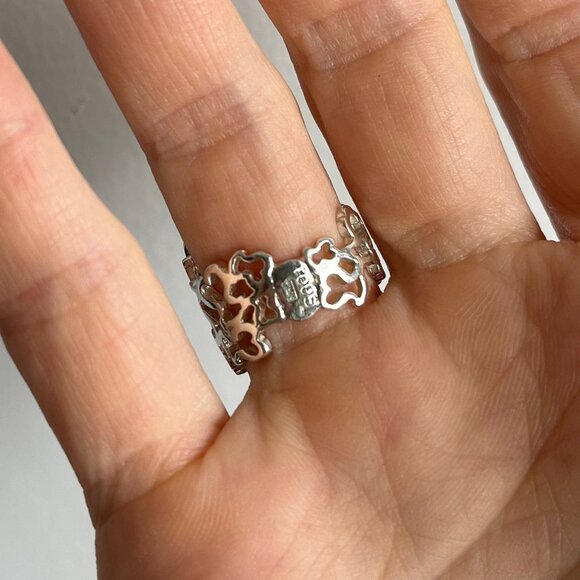 TOUS 925 Sterling Silver Style Signature Cutout Wide Band Ring – Like New